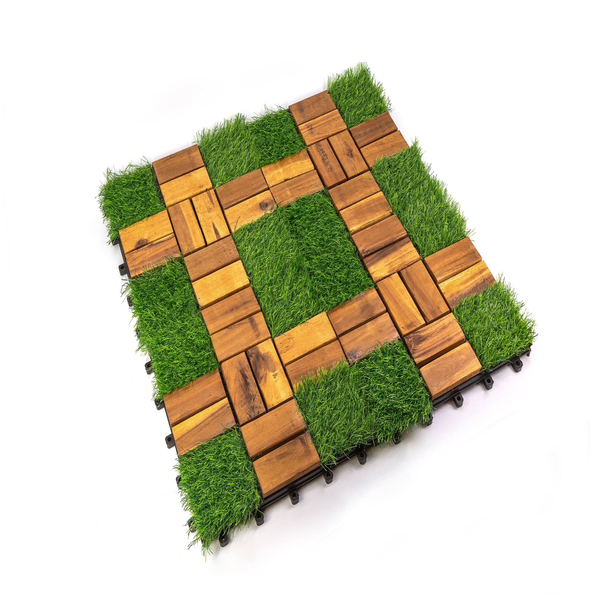 Alt View 1. Boyel Living - Acacia Wood 12x12 in Acacia Wood PP Deck Tile 30 Pack - Brown.