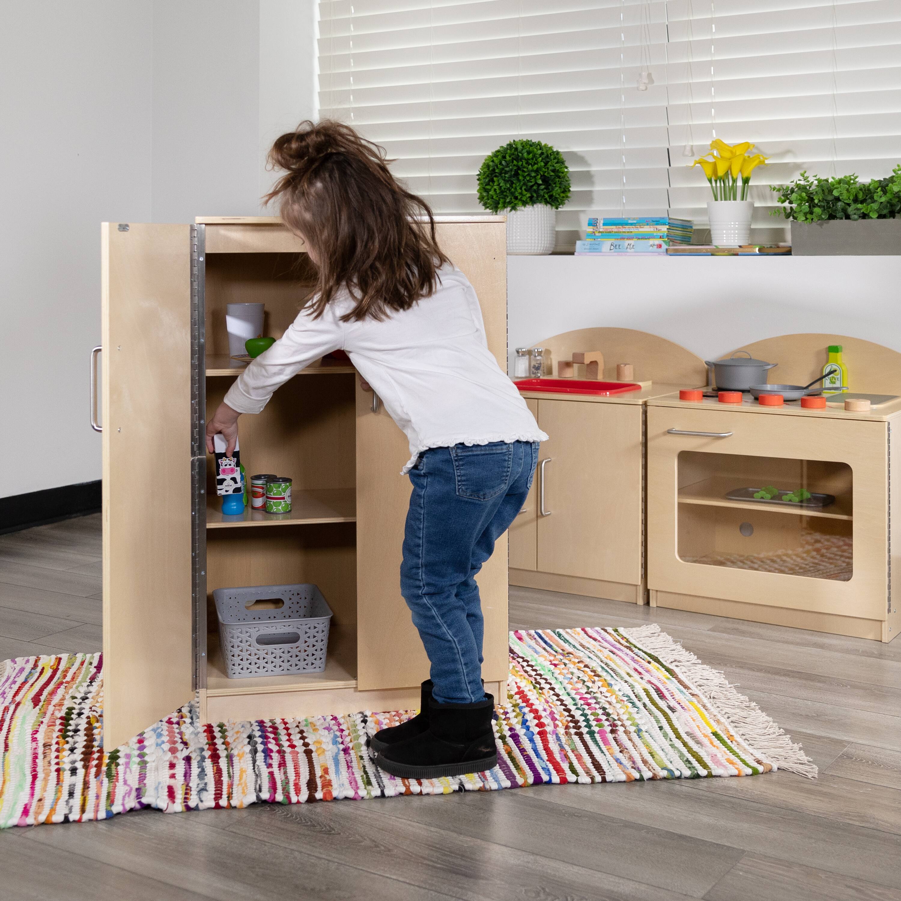 Alt View 4. Emma + Oliver - Children's Wood Refrigerator for Commercial or Home Use - Kid Friendly Design - Natural.