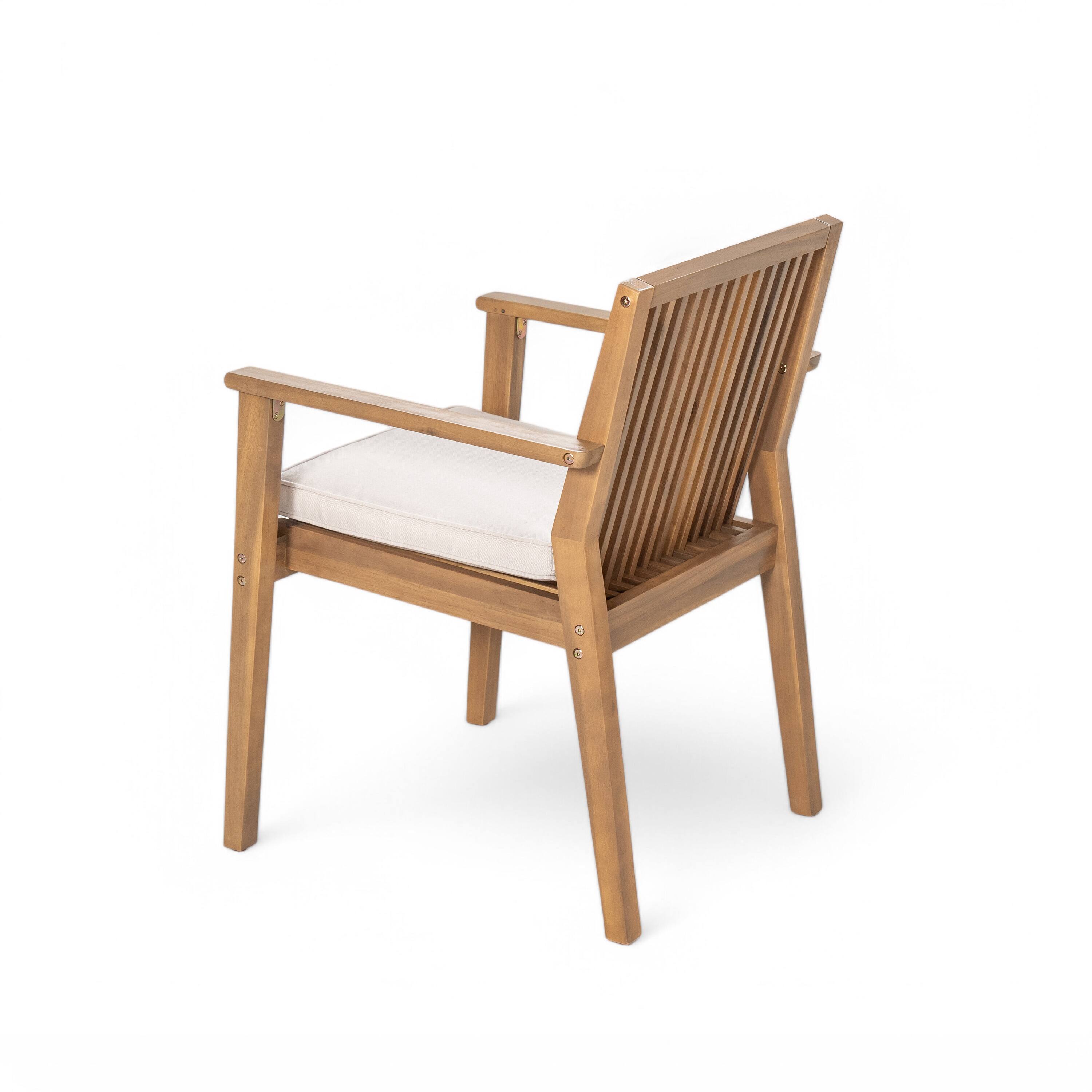 Alt View 4. Whisen - Patio Dining Chairs Set of 2, Ergonomic Acacia Wood Outdoor Seating, 400 lbs Capacity - Beige|Brown.