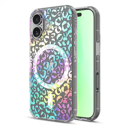 Front. Mybat Pro - MyBat Pro Mood Series MagSafe Case for Apple iPhone 17 - Holographic Leopard - Clear.