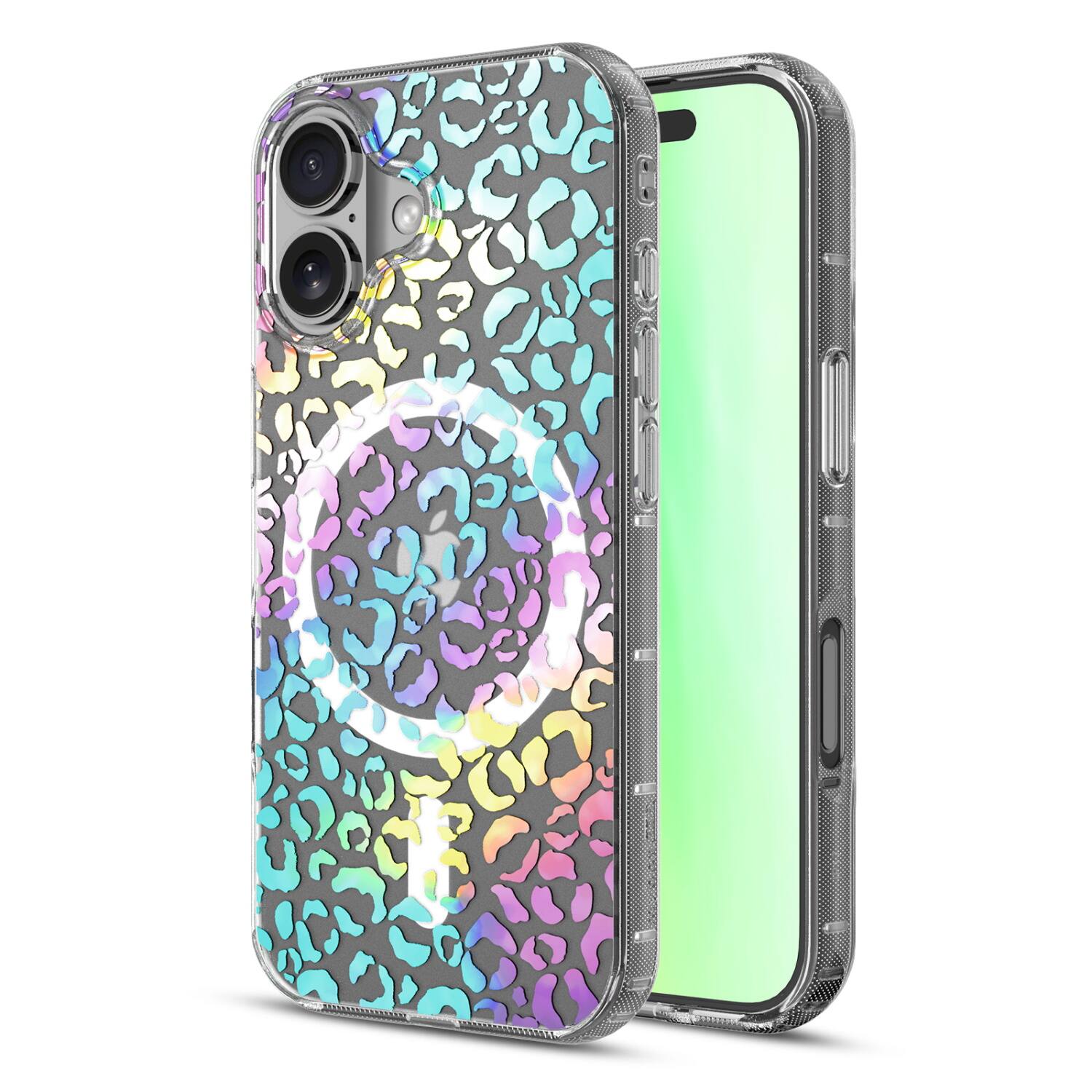 Front. Mybat Pro - MyBat Pro Mood Series MagSafe Case for Apple iPhone 17 - Holographic Leopard - Clear.