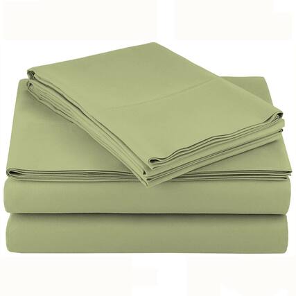 Front. Kitcheniva - 4 Piece Bed Sheet Set Microfiber Comfort Ultra Soft Deep Pocket Sheets Sage Green King - Sage Green.