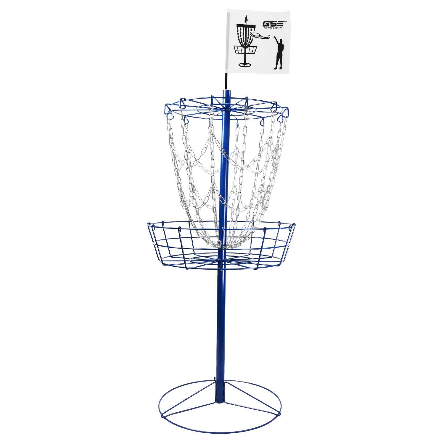 Front. GSE Games & Sports Expert - Portable 12-Chain Disc Golf Basket, Metal Flying Disc Golf Practice Target (Blue) - Blue.