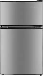 Insignia™ - 3.1 Cu. Ft. Mini Fridge with Top Freezer and ENERGY STAR Certification - Stainless Steel Look