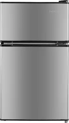 Insignia™ - 3.1 Cu. Ft. Mini Fridge with Top Freezer and ENERGY STAR Certification - Stainless Steel Look