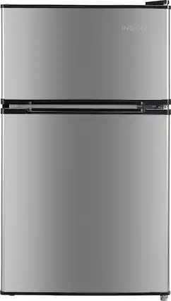 Front. Insignia™ - 3.1 Cu. Ft. Mini Fridge with Top Freezer and ENERGY STAR Certification - Stainless Steel Look.