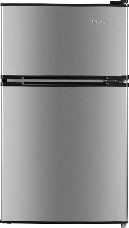 Insignia™ - 3.1 Cu. Ft. Mini Fridge with Top Freezer and ENERGY STAR Certification - Stainless Steel Look