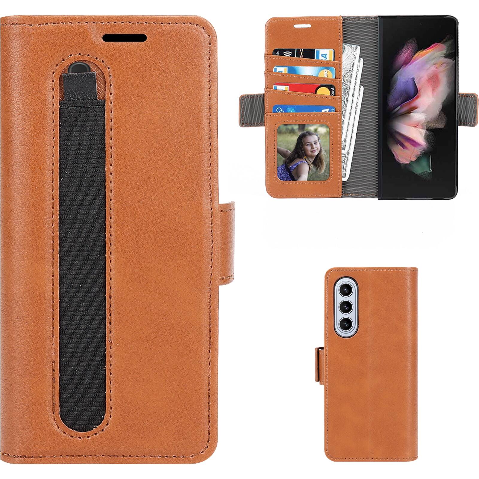 Alt View 16. SaharaCase - Leather Folio Wallet Case for Samsung Galaxy Z Fold5 - Brown.