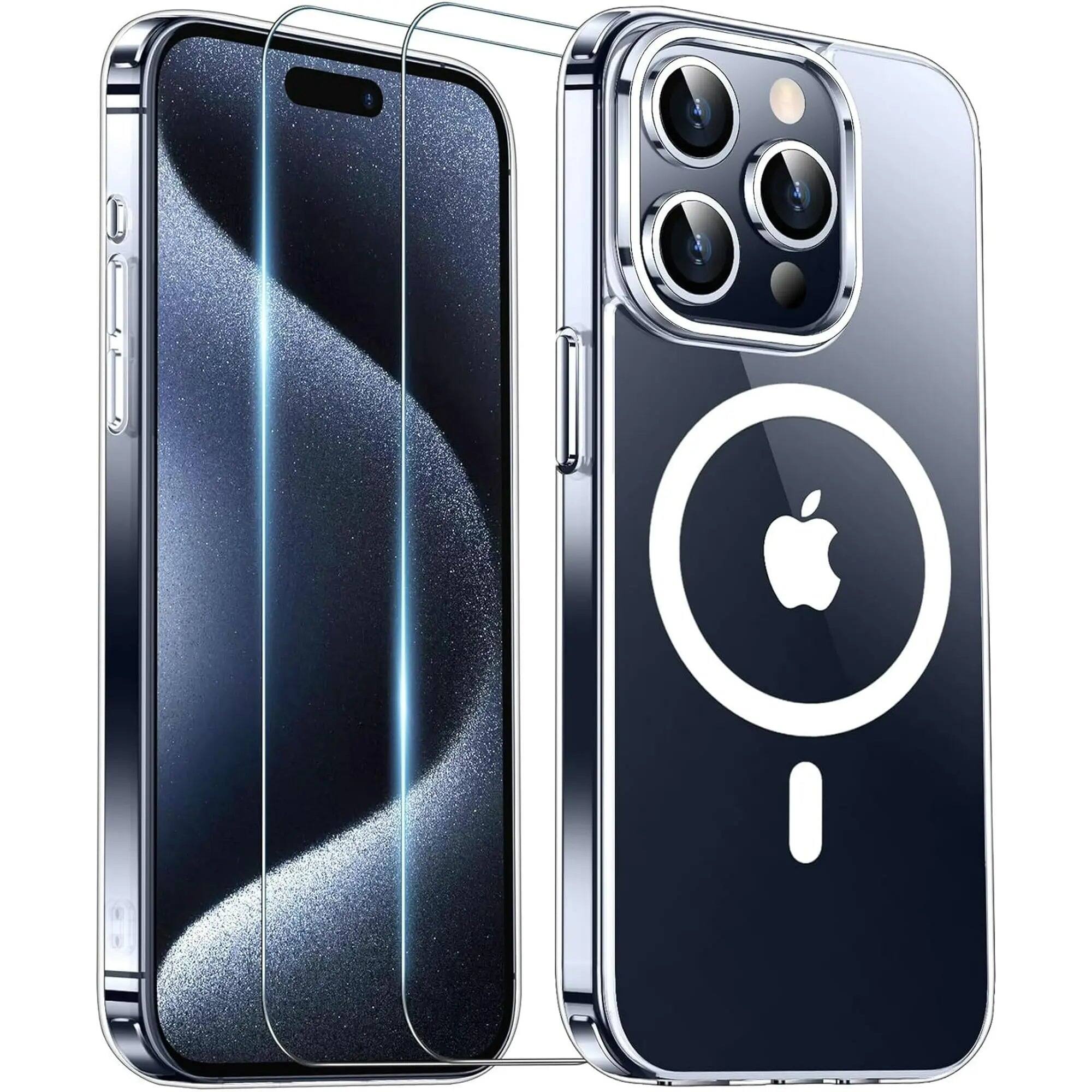 Front. Entronix - Entronix iPhone 11 Pro Max Bundle - Magnetic Clear Case with 2 Screen Protectors - Clear.
