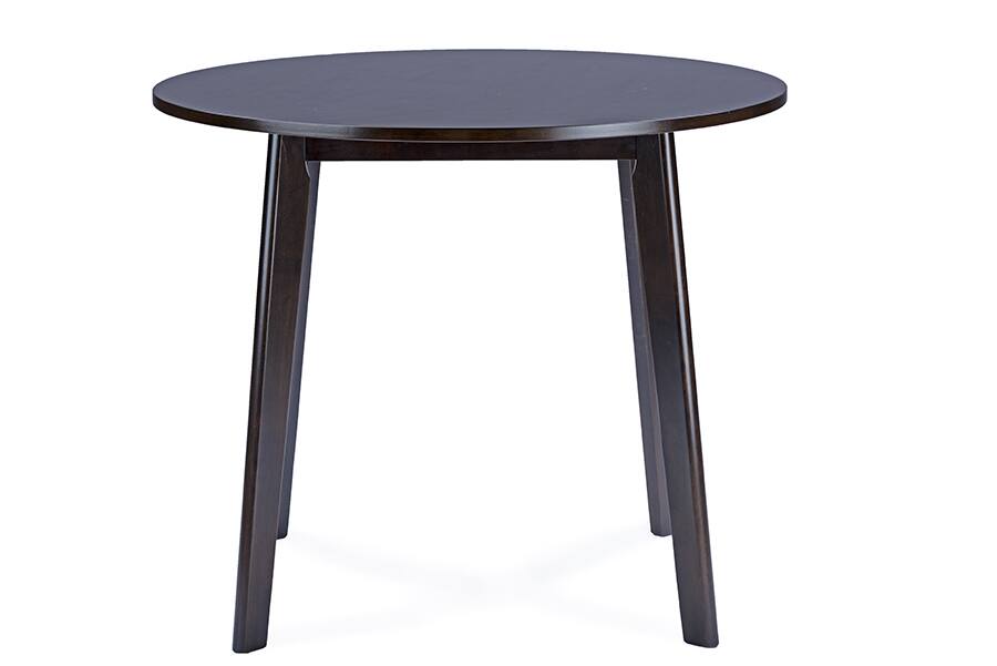 Front. Baxton Studio - Debbie Mid-Century Wood Round Dining Table - Dark Brown.