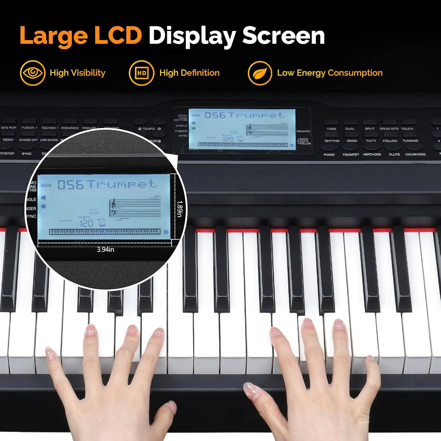 Winado Digital Piano 88 Keys Heavy Hammer Keyboard, with Large LCD ...