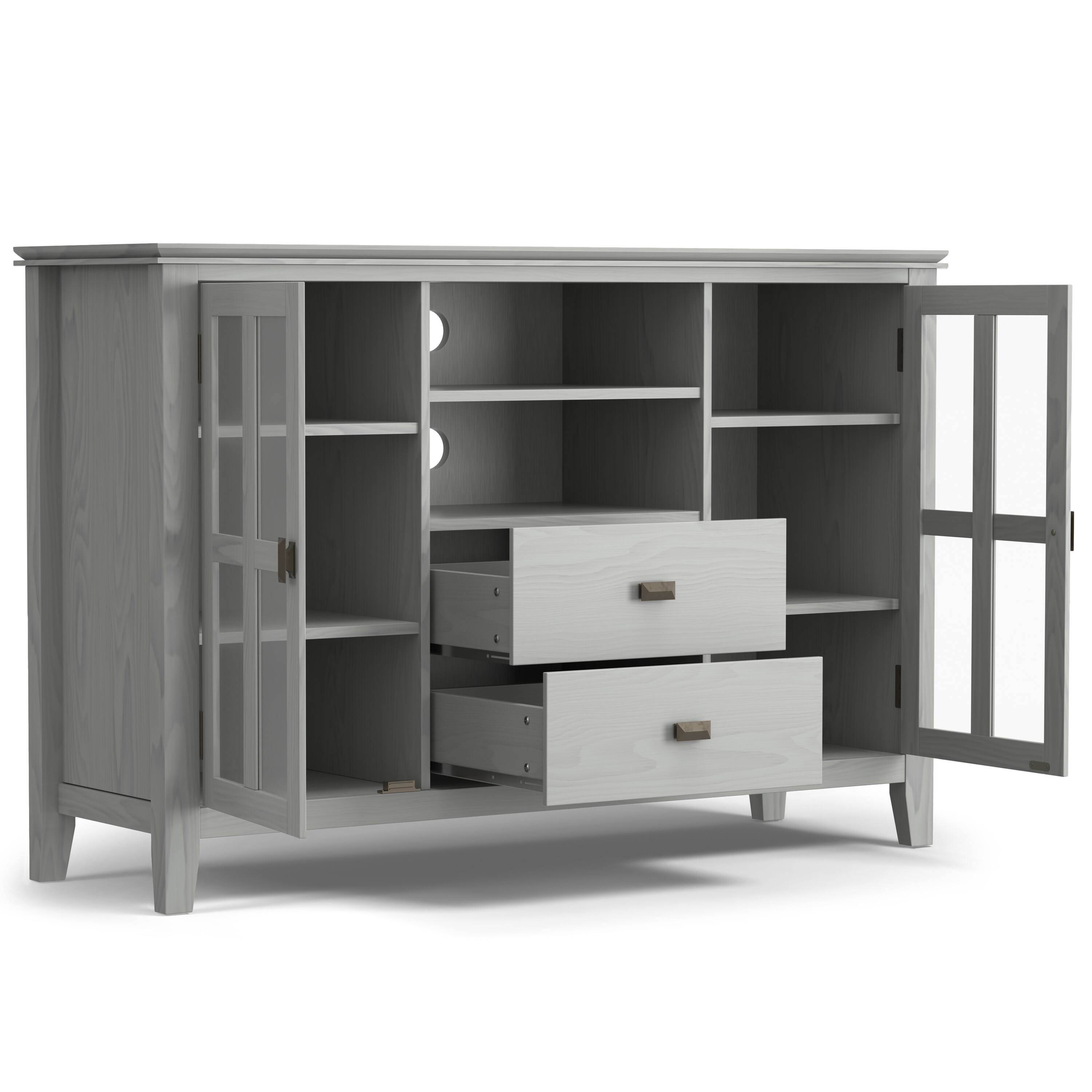 Alt View 1. Simpli Home - Artisan SOLID WOOD 53 inch Wide Contemporary TV Media Stand in Fog Grey For TVs up to 60 inches - Fog Grey.