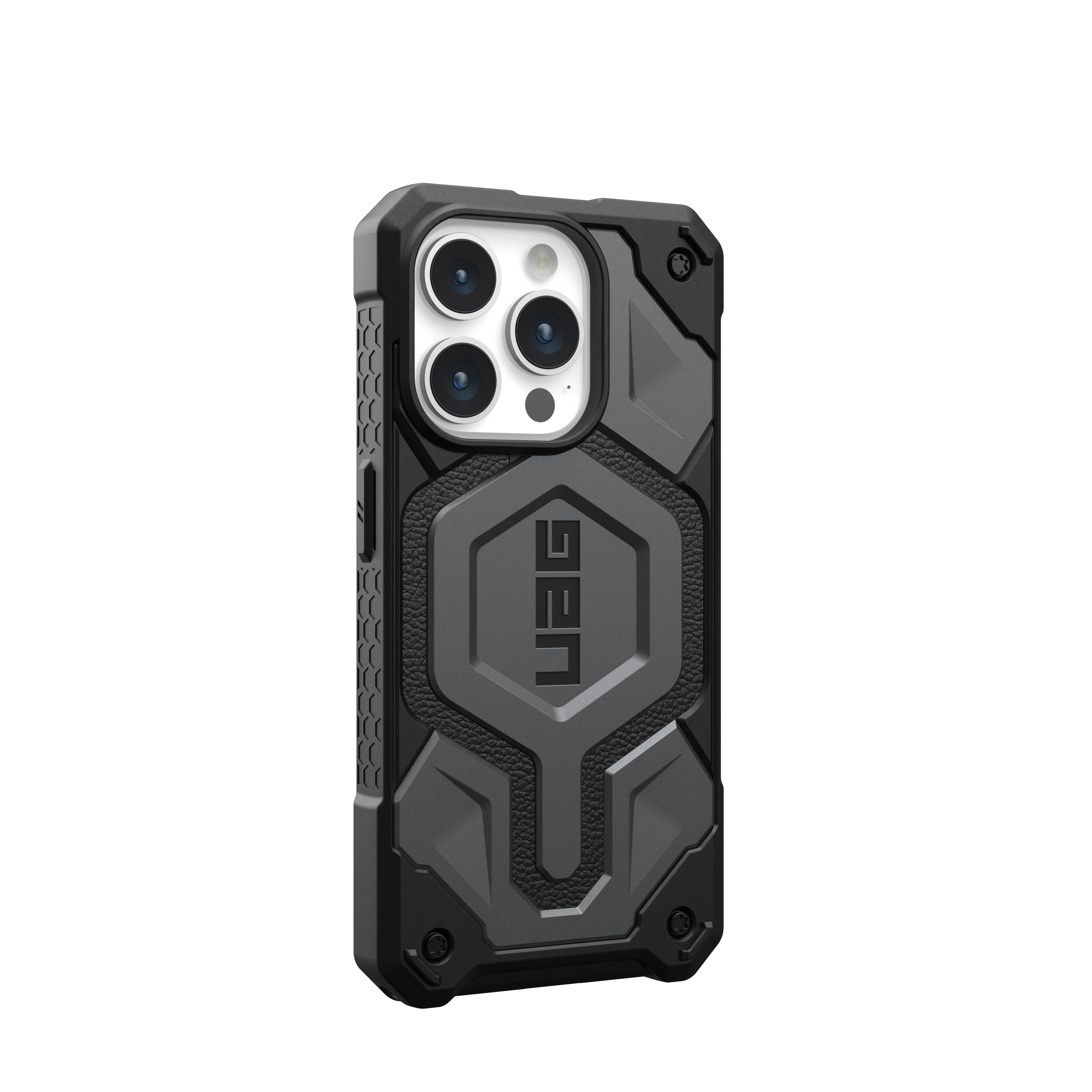 Back. UAG - Monarch Pro Series Case with Magsafe for Apple iPhone 15 Pro - Silver.