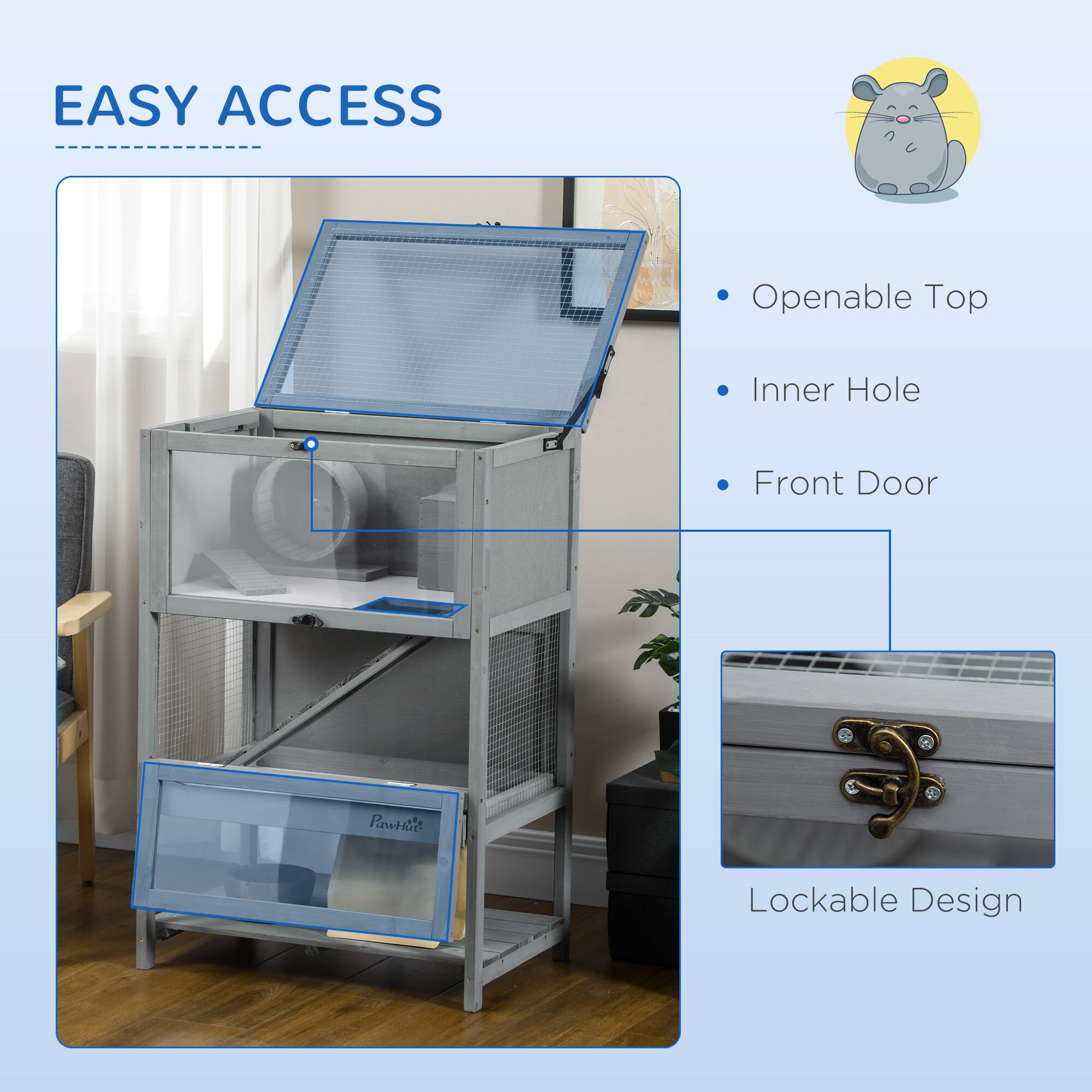 EASY ACCESS

- Openable Top
- Inner Hole
- Front Door
- Lockable Design