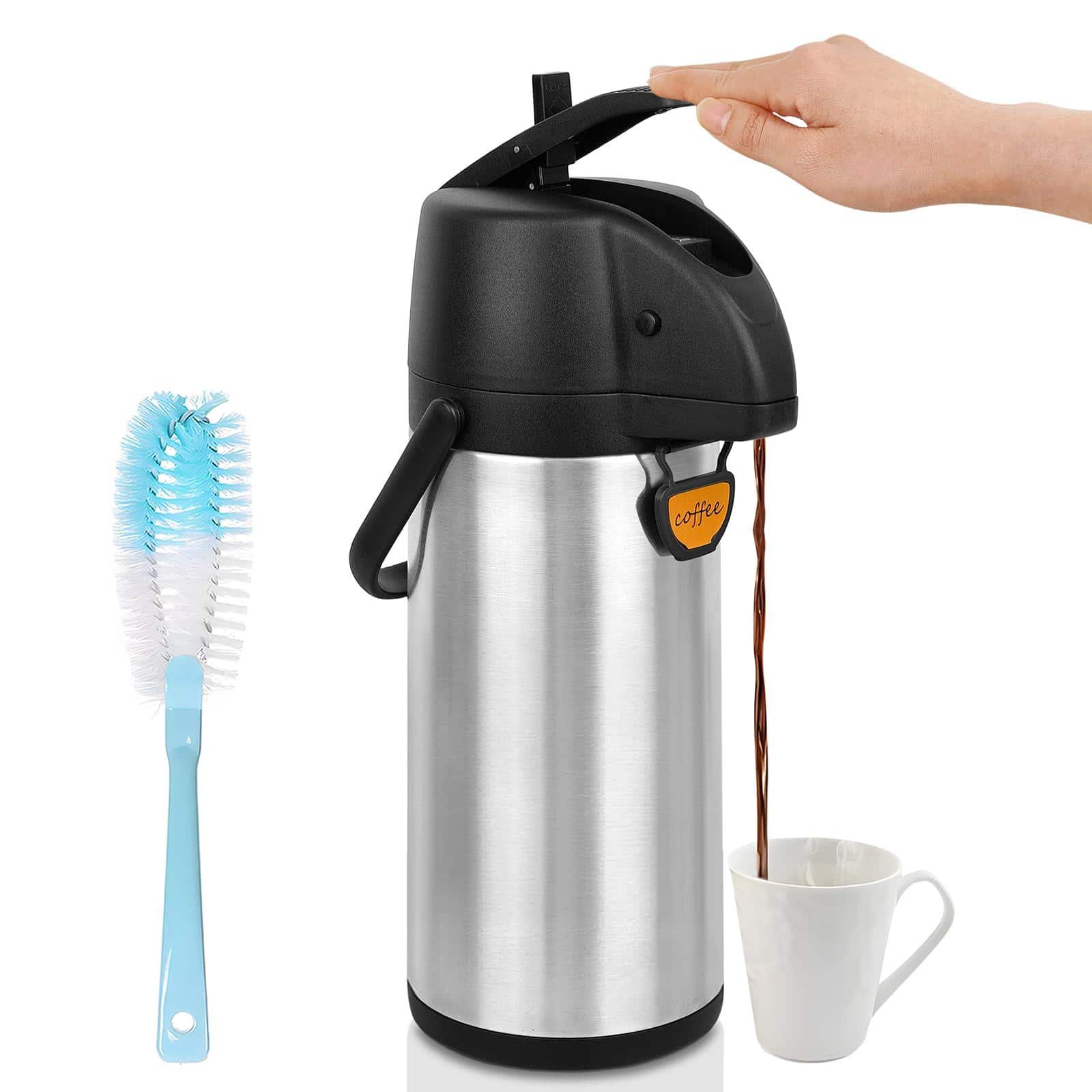 PARKER SLATER - Airpot Coffee Dispenser Thermal With Pump 3l/102 Oz Insulated Stainless Steel Large Carafe Lever Action For Hot/cold - Lever Pump