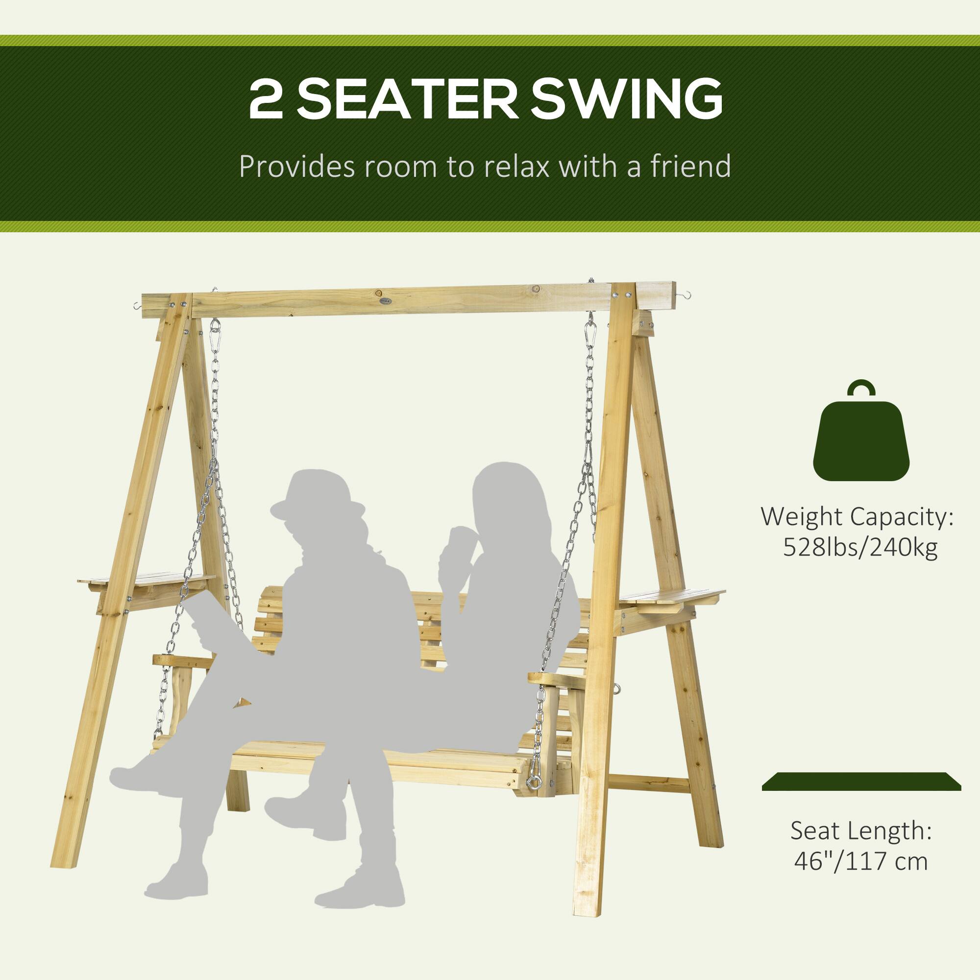 2 SEATER SWING  
Provides room to relax with a friend  

Weight Capacity: 528lbs/240kg  

Seat Length: 46"/117 cm