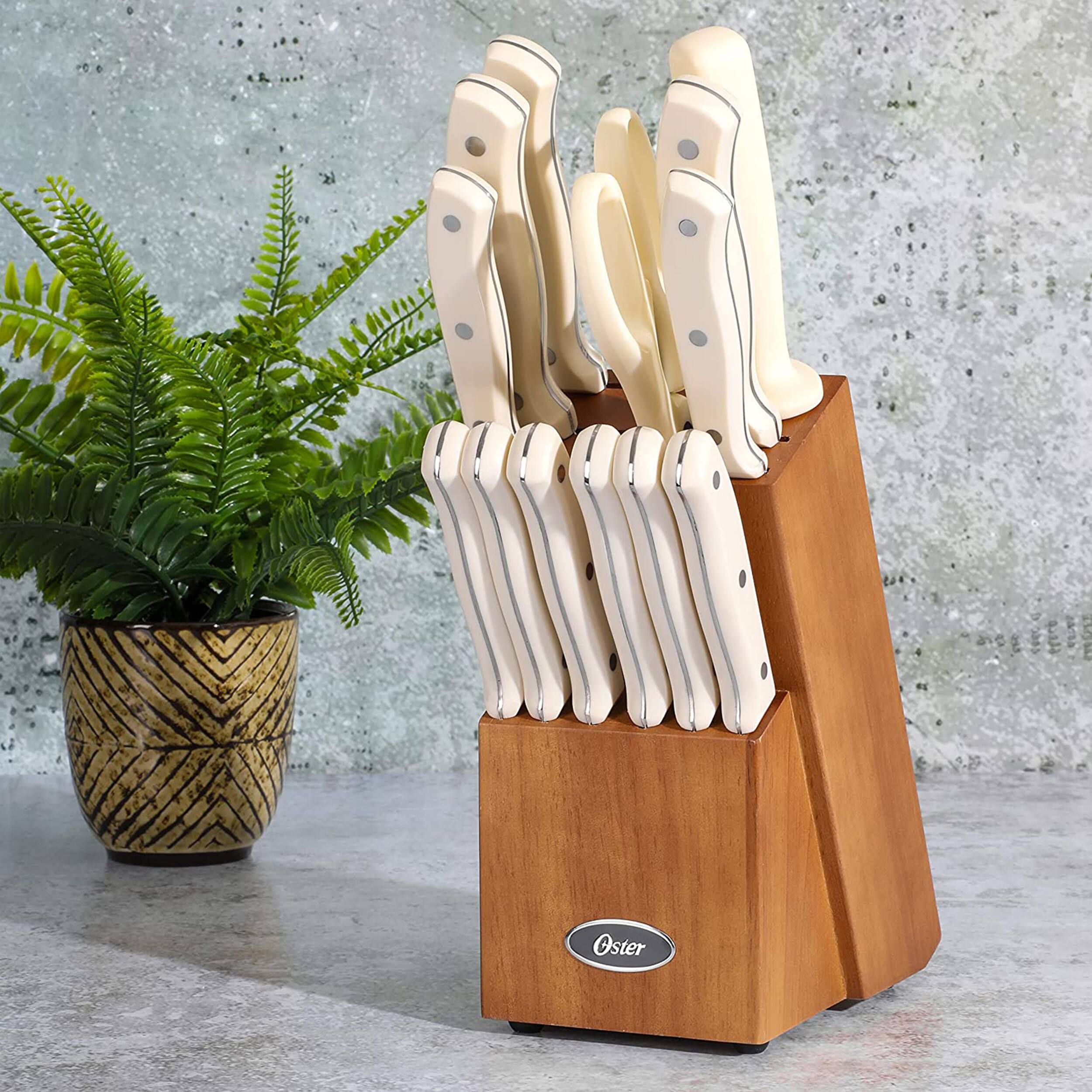 Alt View 6. Oster - Oster Evansville 14 Piece Stainless Steel Blade Cutlery Set in White - White.