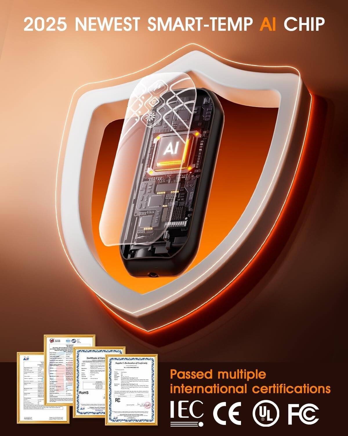 2025 NEWEST SMART-TEMP AI CHIP

Passed multiple international certifications

IEC CE UL FC