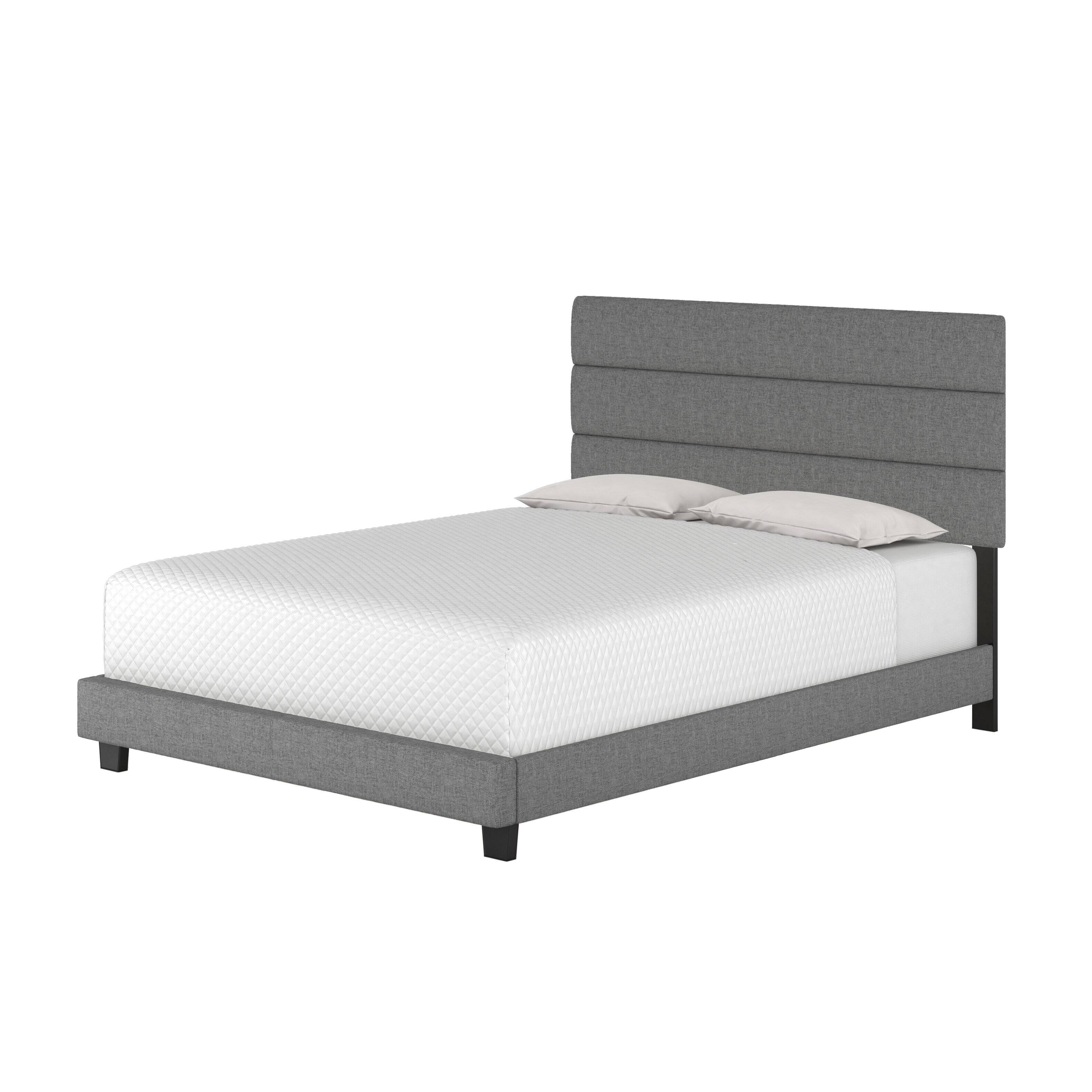 Alt View 3. Boyd Sleep - Sicily Linen Upholstered Platform Bed Frame with Adjustable Headboard, Queen - Grey.