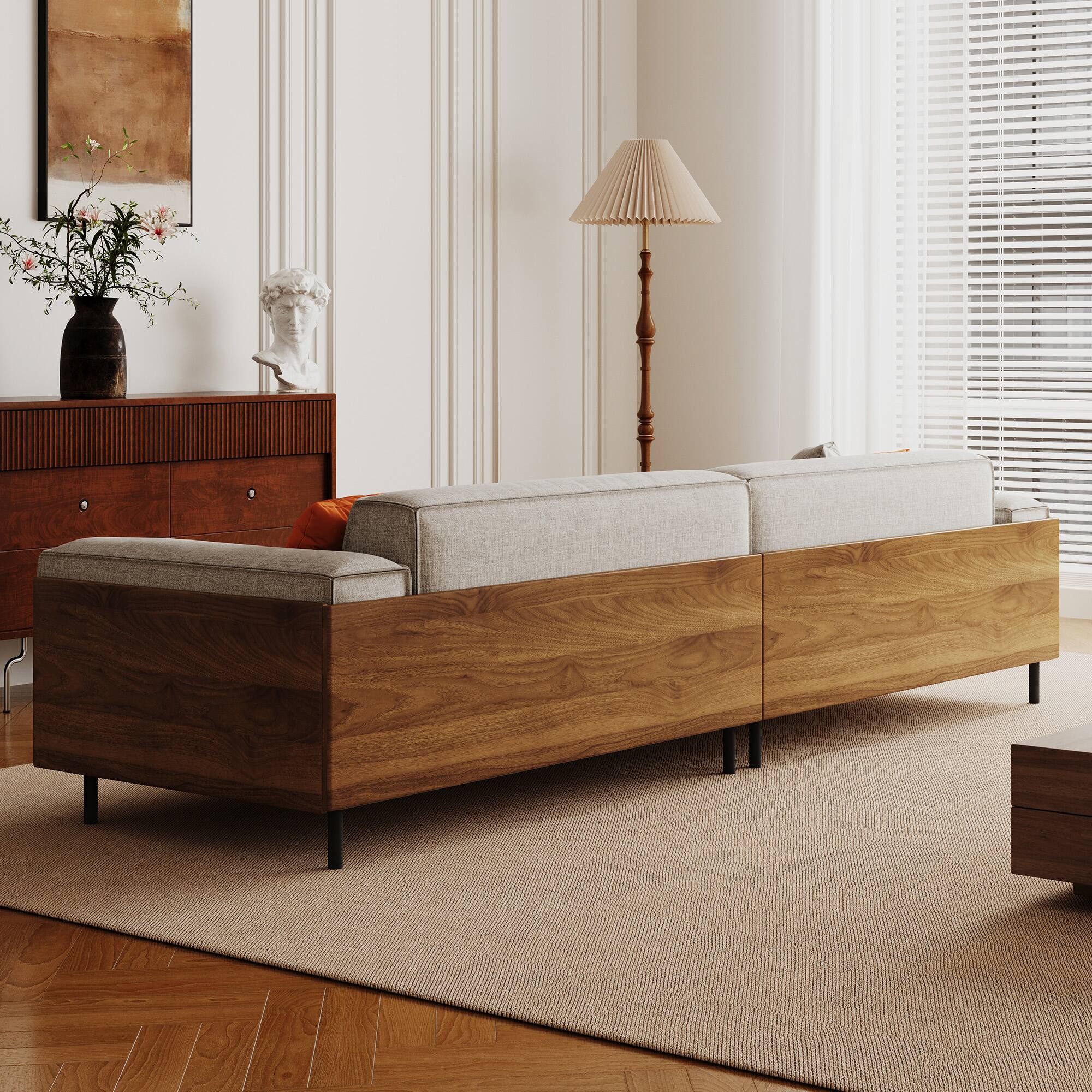 Alt View 4. luck idea - 111.81" Cotton-Linen Sofa, High-End Vintage Sofa, Sturdy Frame, Comfortable Seating, Four-Seater - Gray.