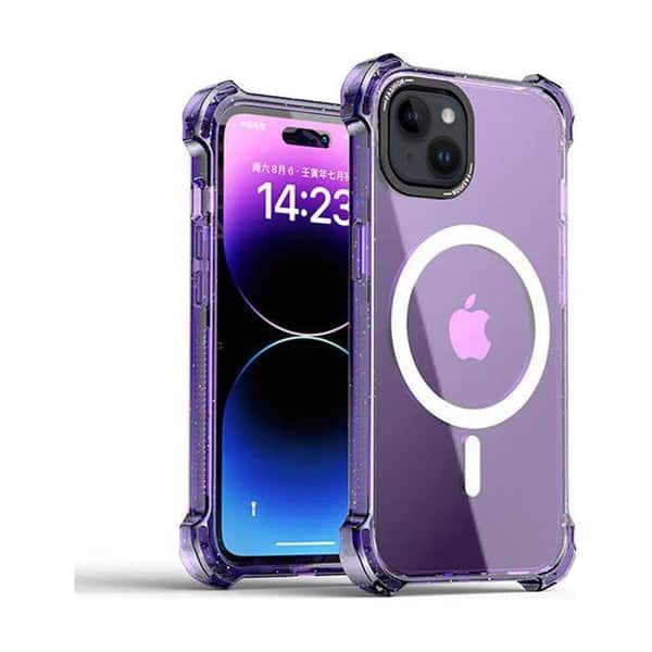 Front. Entronix - Entronix Magnetic Case for iPhone 15 Plus - Clear Bounce Frame for Ultimate Protection - Purple.