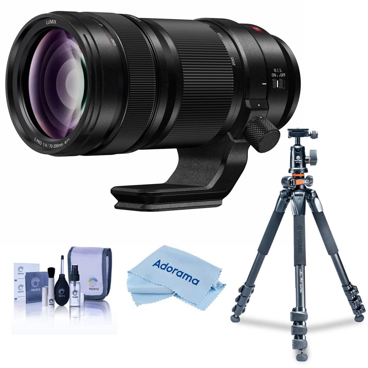 Bundle - Panasonic - LUMIX S PRO 70-200mm f/4 O.I.S. Lens for L Mount, with Takama 3-Section Aluminum Video Tripod with price history on PriceWatchPro
