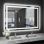 Front. Boyel Living - 48x32 inch IP54 Waterproof LED Bathroom Mirror Anti Fog Dimmable Adjustable Color Temperature - Silver.