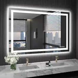 Boyel Living - 48x32 inch IP54 Waterproof LED Bathroom Mirror Anti Fog Dimmable Adjustable Color Temperature - Silver