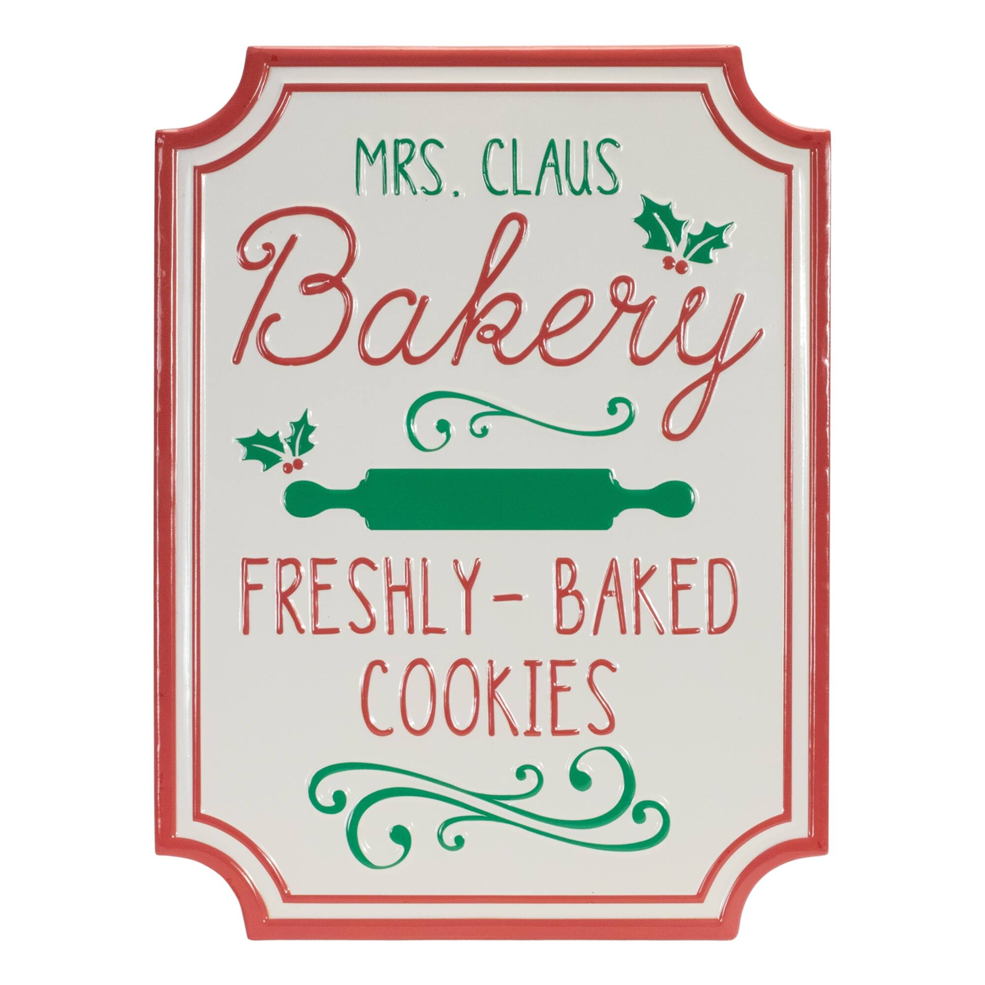 BreeBe - Metal Mrs. Claus Bakery Wall Sign 16"H - Red, White