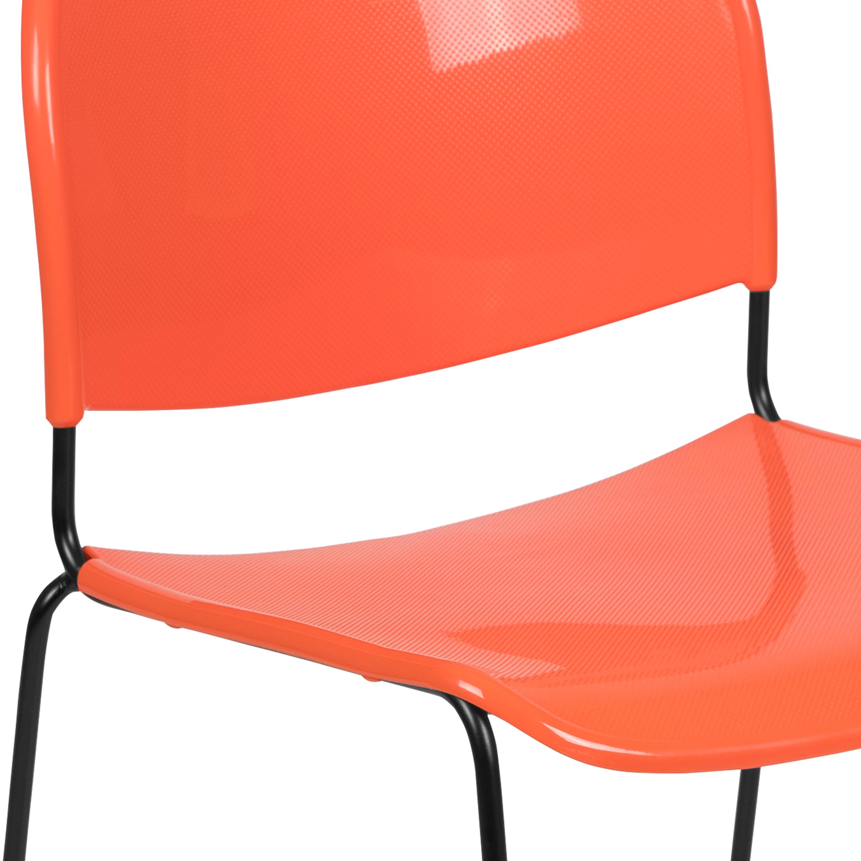 Alt View 10. Emma + Oliver - Ultra-Compact School Stack Chair - Office Guest Chair/Student Chair - Orange Plastic/Black Frame.