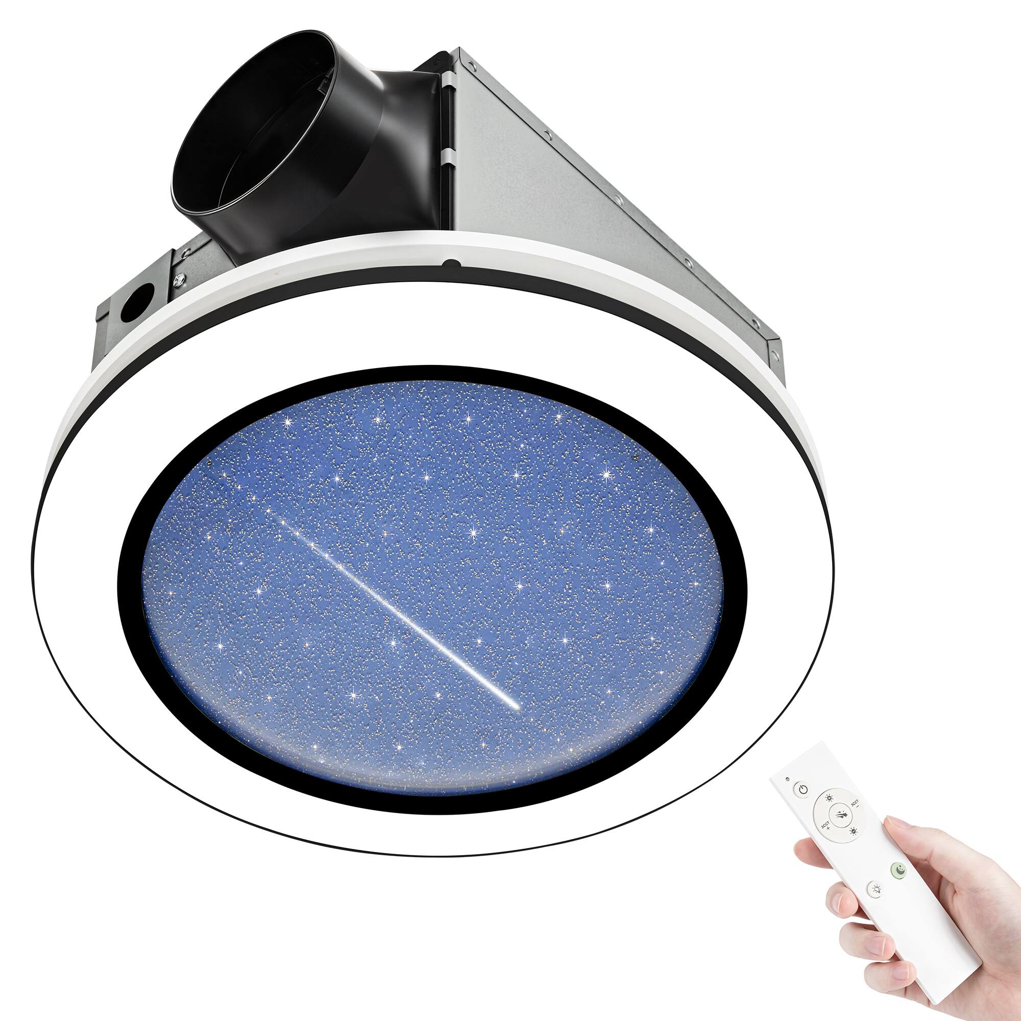 Front. Akicon - Akicon 110 CFM Bathroom Exhaust Fan with Dimmable 3CCT and Starry Light, 1.5 Sone, Black - Black.