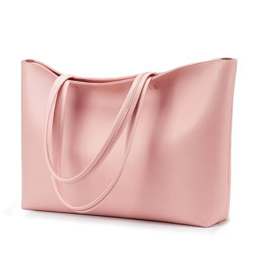 Front. Vulpecula Spade - KALIDI Tote Bag Zipper Shoulder Bag Faux Leather Purses Satchel for Women Casual Handbag Work Dating College - Pink.