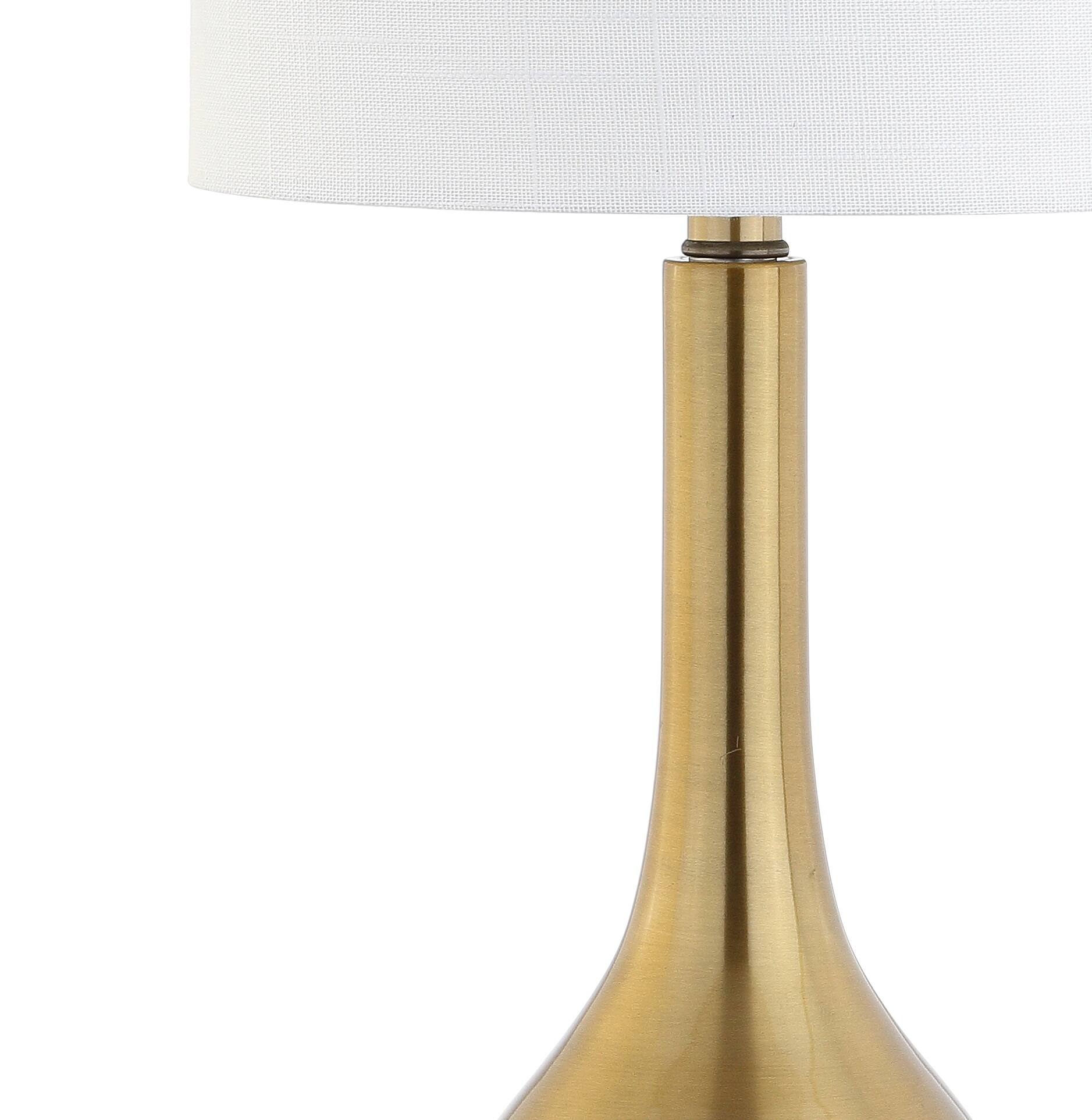 Alt View 6. Jonathan Y - Dylan 25" Metal/Crystal Teardrop LED Table Lamp, Brass - Brass Gold.