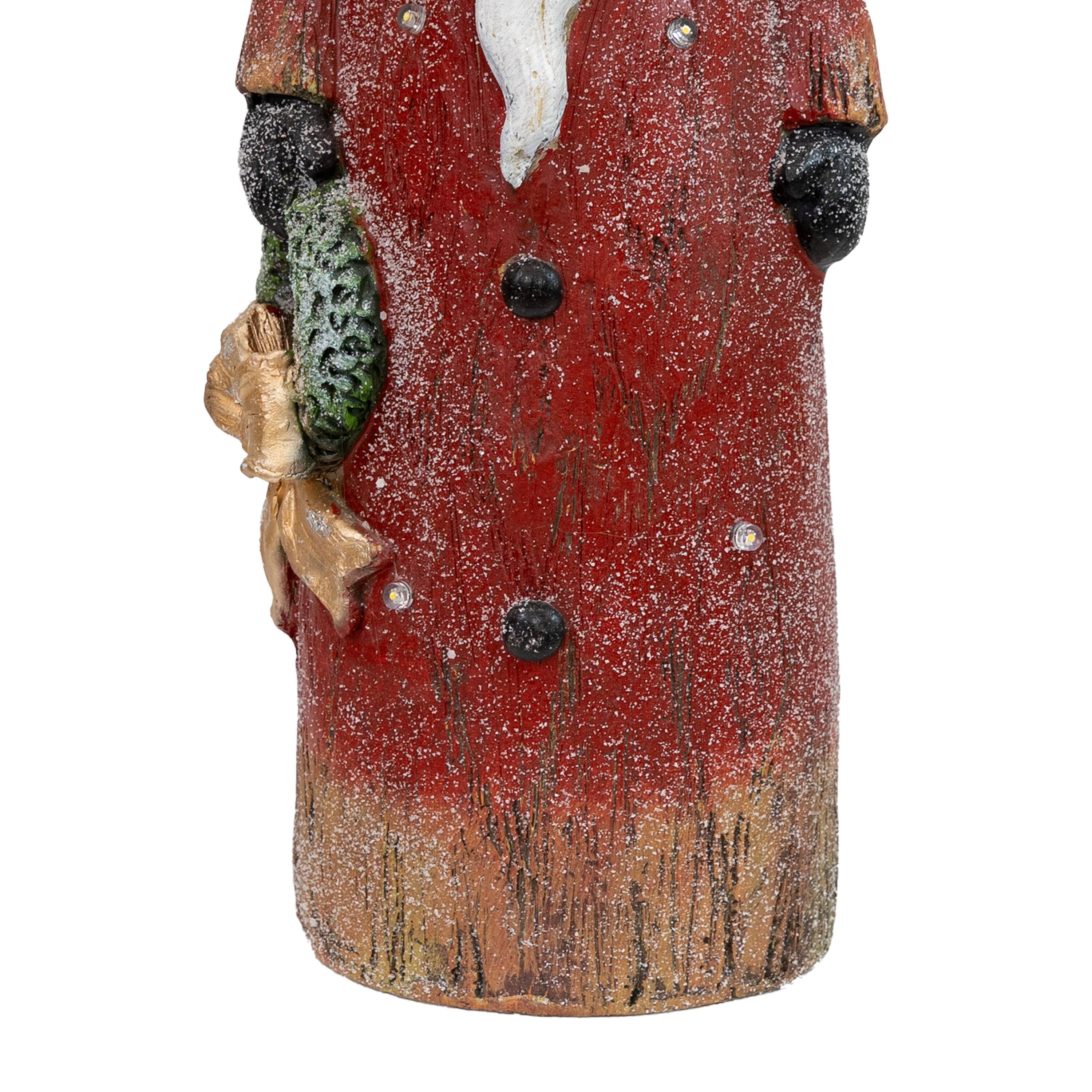 Alt View 10. Sunnydaze - Rustic Santa Indoor Pre-Lit LED Christmas Statue - 24 in - Red.