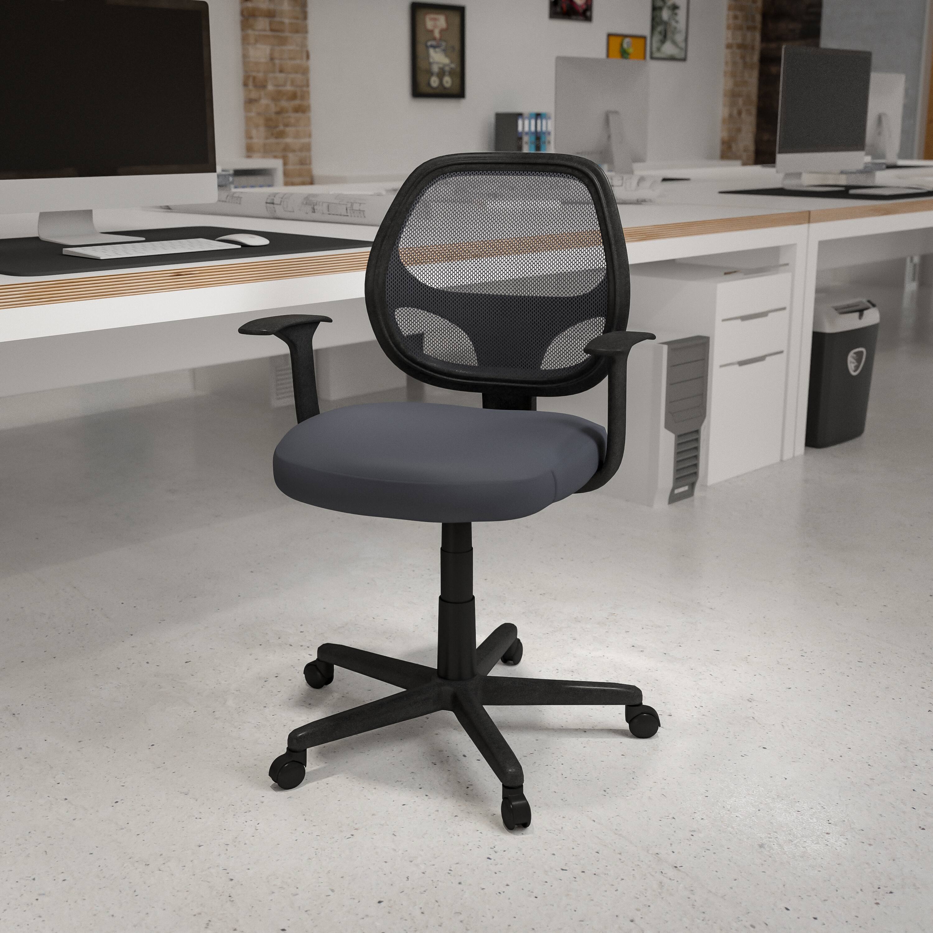 Alt View 1. Emma + Oliver - Mid-Back Mesh Swivel Ergonomic Task Office Chair - Arms - Gray.