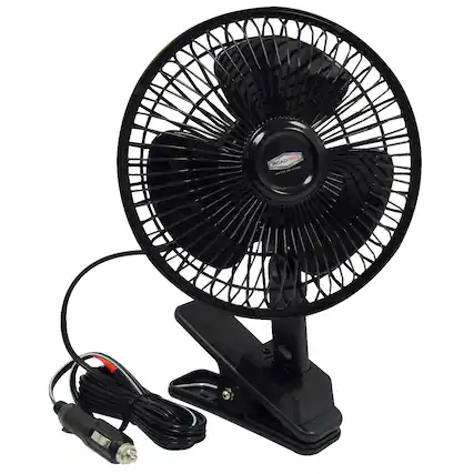 Front. RoadPro - RoadPro 12 Volt Quick Clip Oscillating Fan - Black.