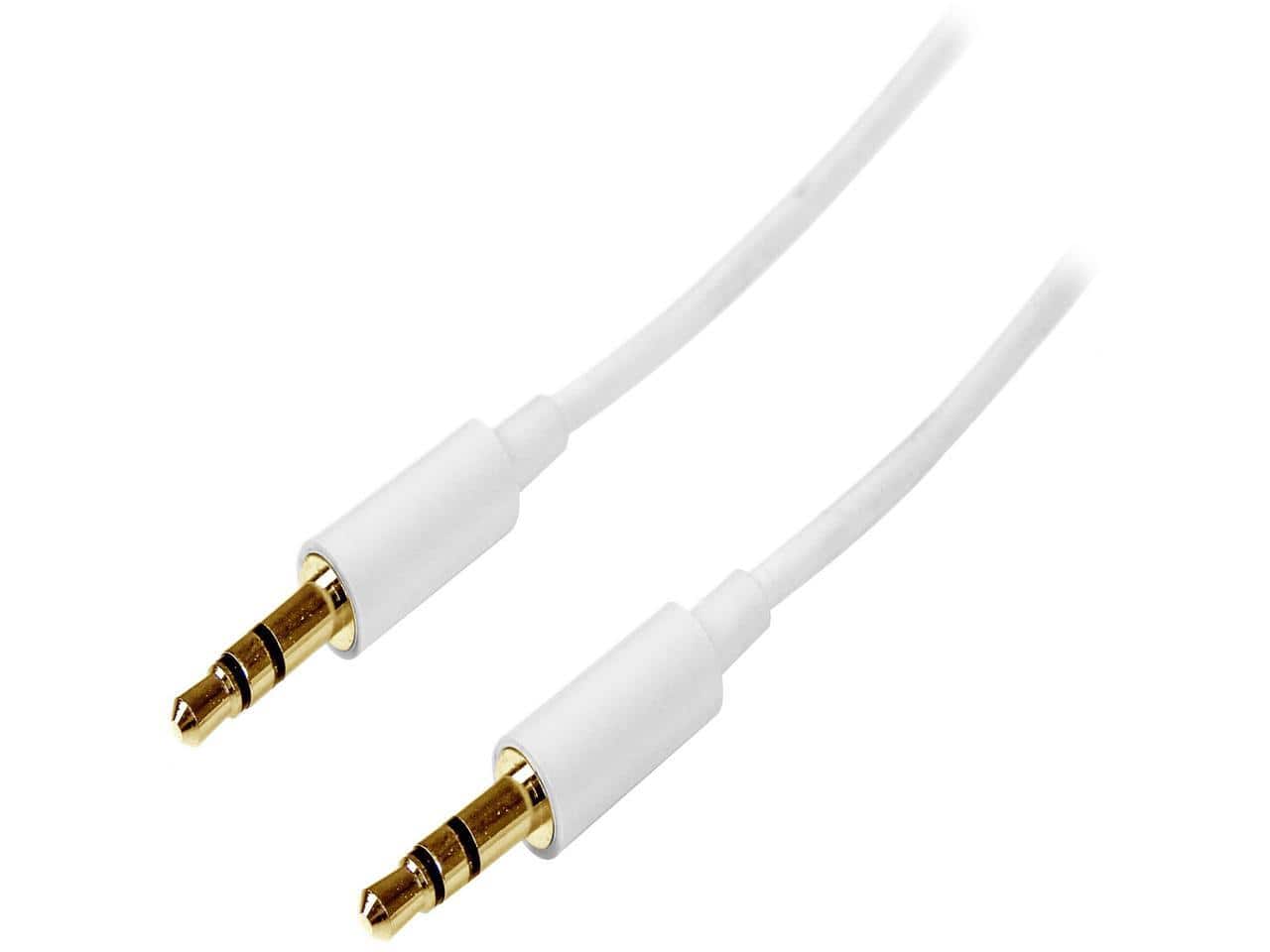 StarTech.com - MU2MMMSWH 6.5 ft. White Slim 3.5mm Stereo Audio Cable Male to Male