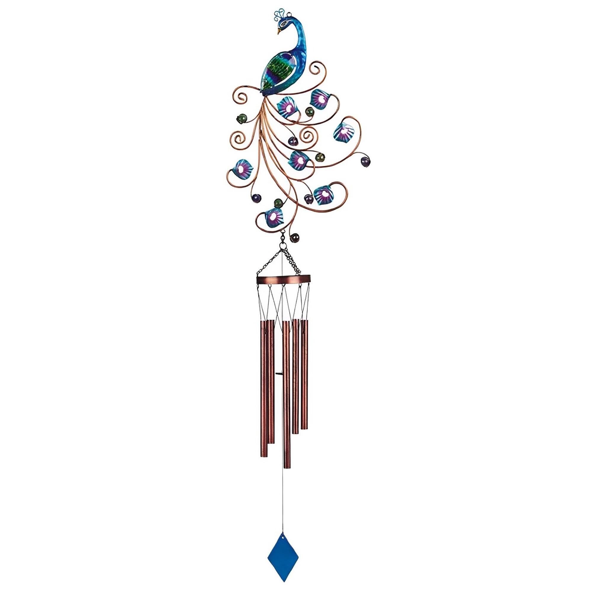 Front. FC Design - FC Design 45" Long Blue Purple Peacock Wind Chime Outdoor Patio or Garden Hanging Decoration - Multi-Color.
