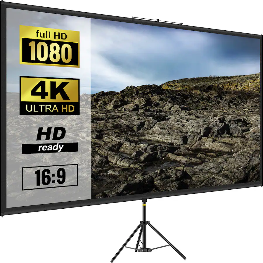 Proj Screen VEVOR Tripod Projector Screen with Stand 70 inch 16:9 4K HD Projection ...