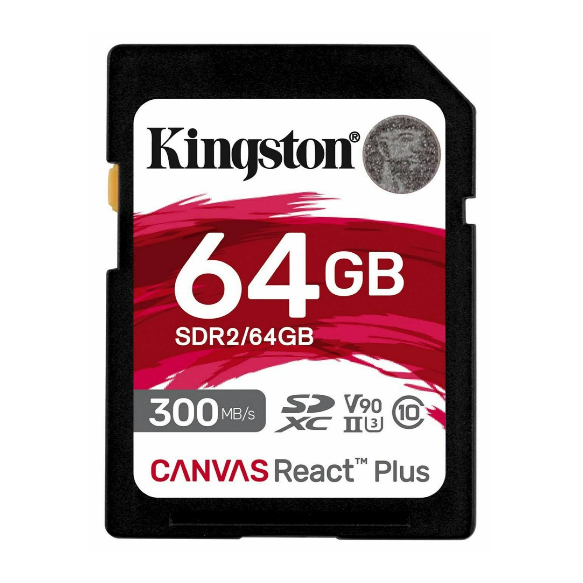 Kingston 64GB SDR2/64GB 300 MB/s V90 XC II 10 MB/s CANVAS React Plus