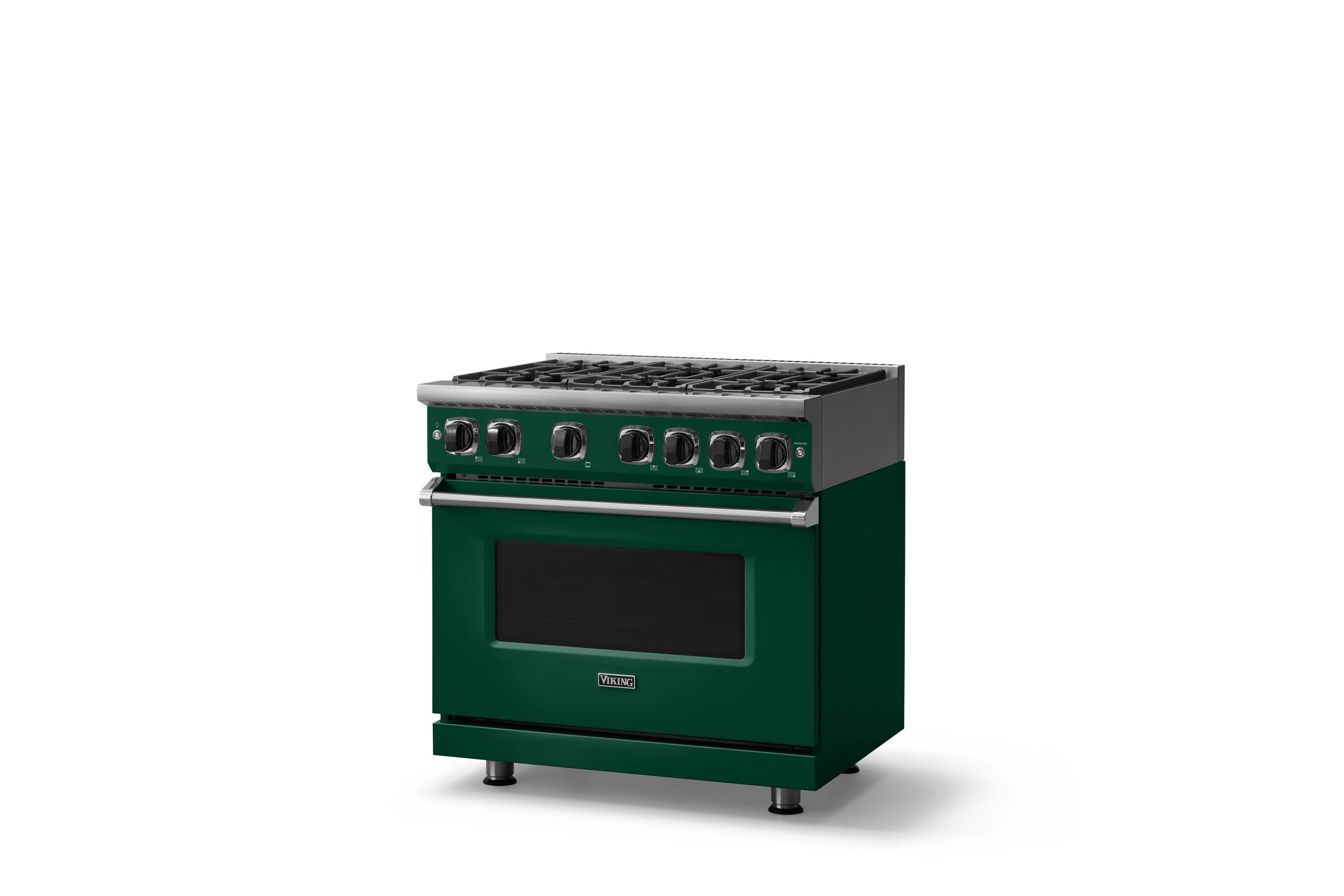 Angle. Viking - Pro 7 Series 5.6 Cu. Ft. Freestanding Sealed 4 Burner Gas Convection Range - Ivy - Ivy.
