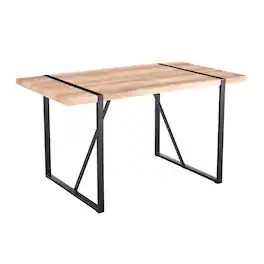 Ecooso - Rectangular Wood Dining Table For 4-6 Person, With 1.5" Thick Engineered Wood color Tabletop and Black Metal Legs - Rustic Brown