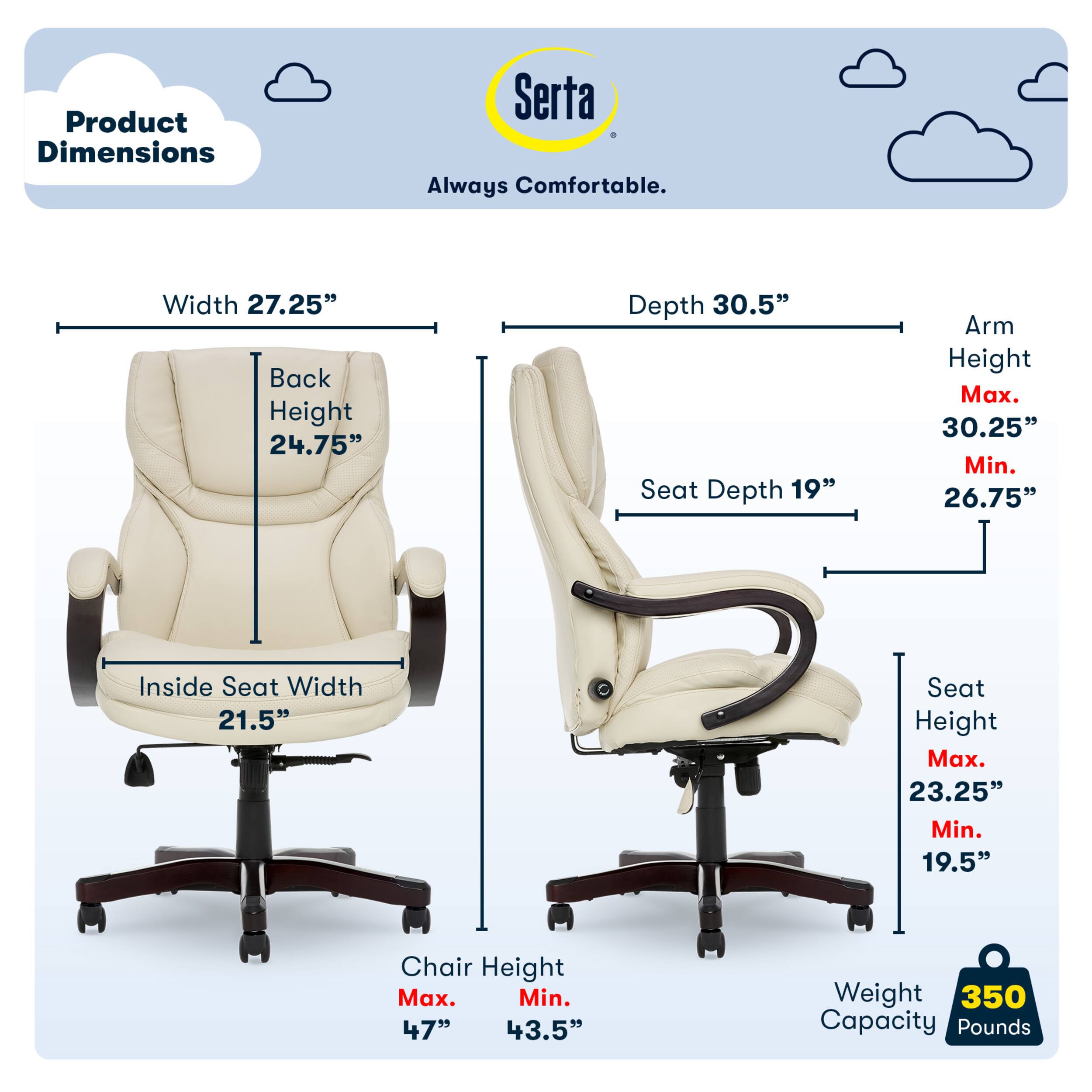 Left. Serta - Big and Tall Bonded Leather Executive Chair - Ivory.