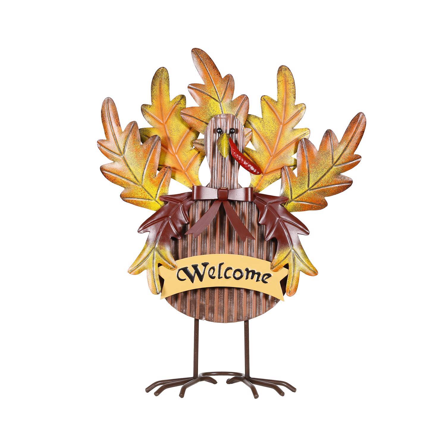 Front. Alpine - Alpine 17 in. Welcome Turkey Decor Halloween Decor - Multicolored.