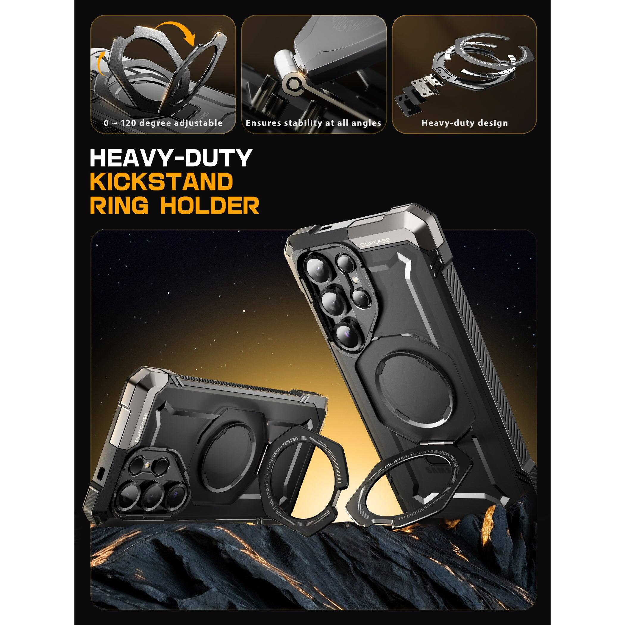 0 ~ 120 degree adjustable  
Ensures stability at all angles  
Heavy-duty design  

HEAVY-DUTY KICKSTAND RING HOLDER