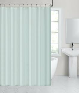 Kate Aurora - Hotel Collection Water Resistant Fabric Shower Curtain Liner - Seamist/Aqua