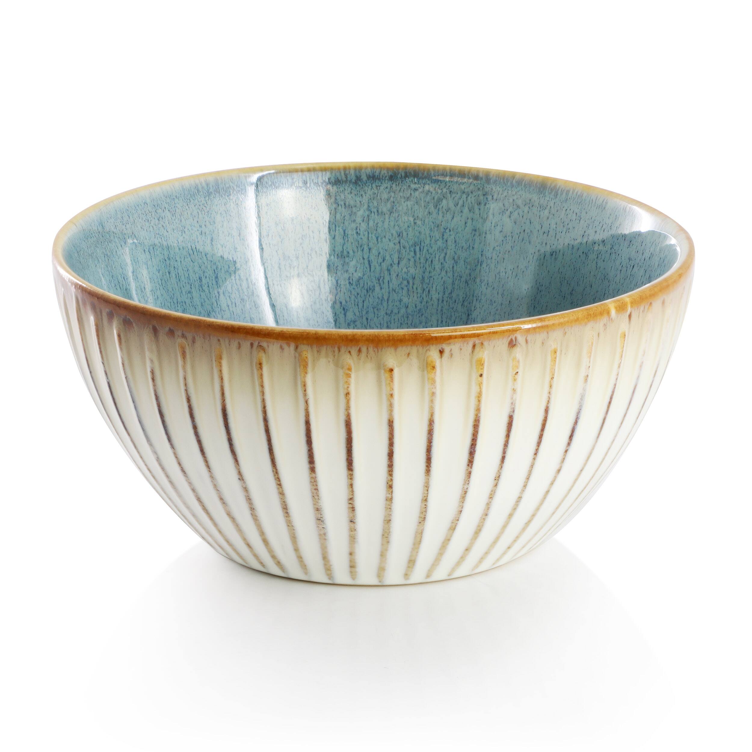 Alt View 3. Elama - Elama Louann 16 Piece Stoneware Dinnerware Set in Blue and Beige - Blue and Beige.