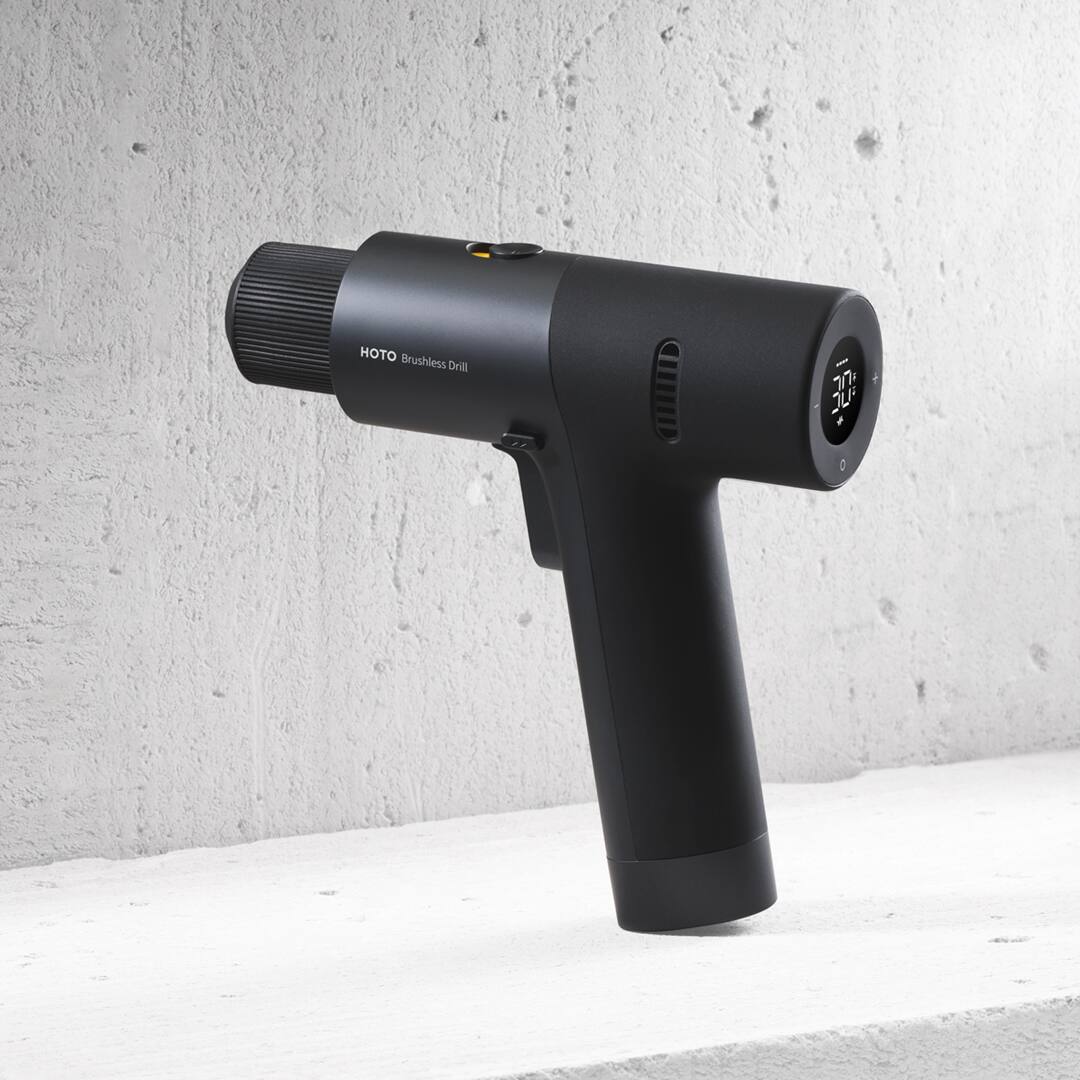 Alt View 11. HOTO - 12V Brushless Drill, Digital Display, 30 Precision Gears, Variable Speed. 18 Screw & Drill Bits - Black.