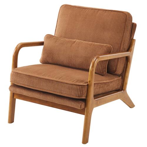 Alt View 8. Winado - Set of 2 Corduroy Upholstered Solid Wood Reading Arm Accent Chair with Lumbar Pillow for Living Room Bedroom Guest Room - Brown.