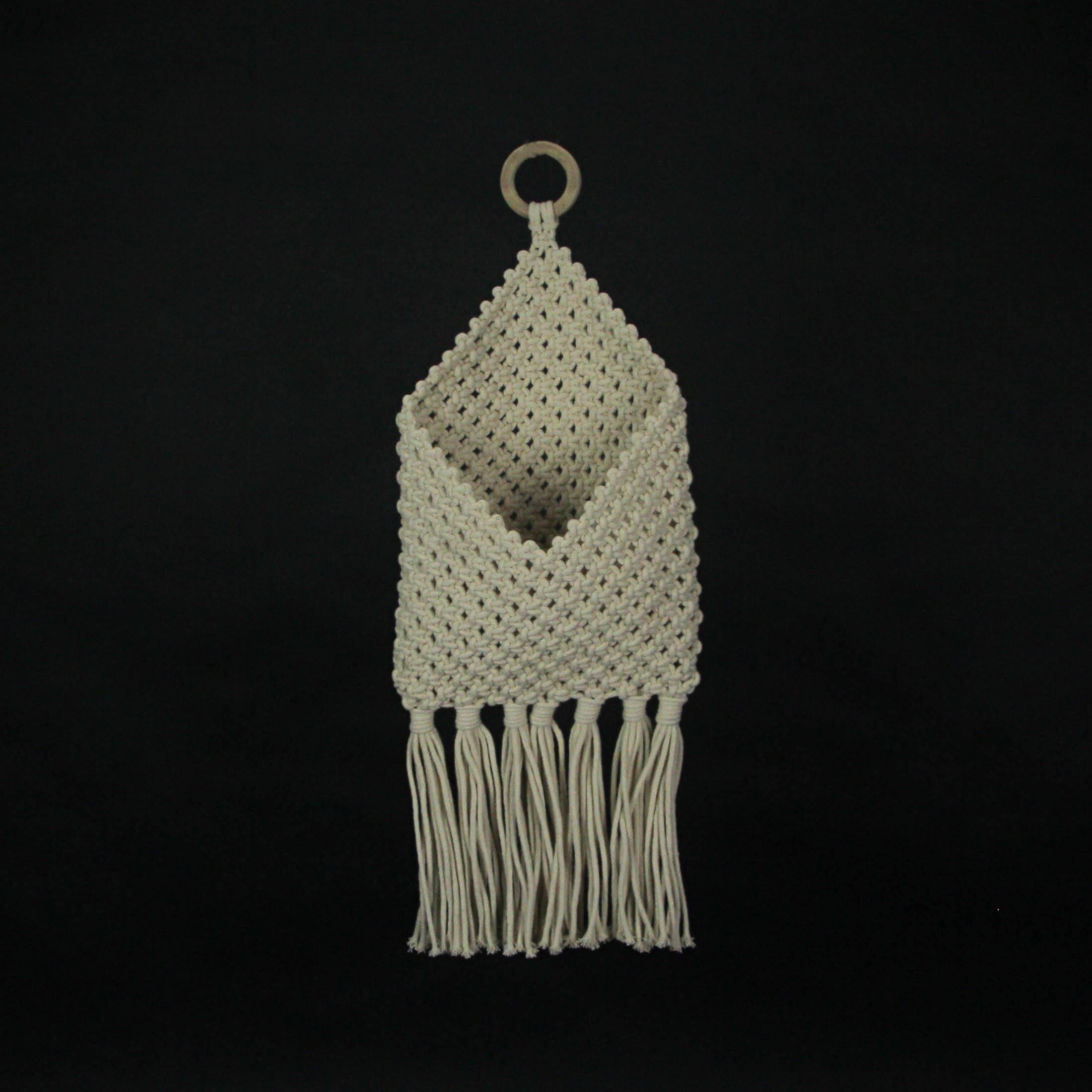 Alt View 3. PD Home & Garden - Bohemian Hand Tied Macrame Envelope Wall Pocket 21.25 Inches High - Tan.